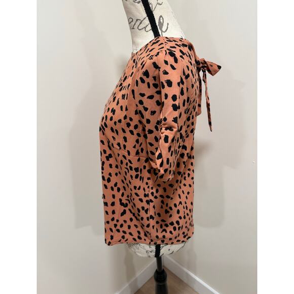 PaperMoon XS Petite Leopard Print Bow Blouse - Picture 4 of 9